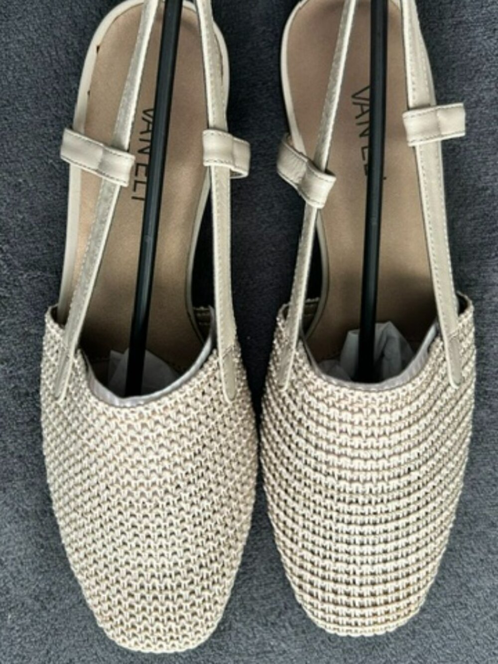 Women's Vaneli Janet Beige Fabric Slingback Shoes, Size 8W